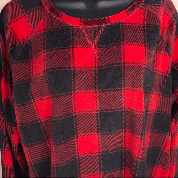 XL SONOMA RED BLACK FLEECE PLAID FLANNEL CASUAL COZY LONG SLEEVE WOMENS - Picture 2 of 12